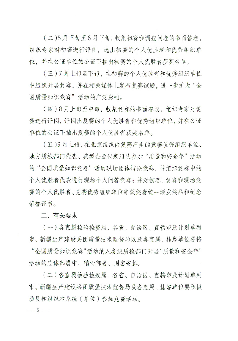 國家質(zhì)檢總局辦公廳《關(guān)于舉辦&ldquo;全國質(zhì)量知識競賽&rdquo;活動的通知》