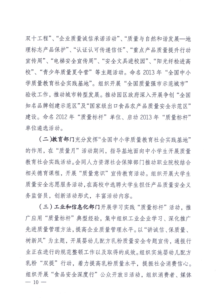 國(guó)家質(zhì)量監(jiān)督檢驗(yàn)檢疫總局、中共中央宣傳部等單位《關(guān)于開(kāi)展2013年全國(guó)&ldquo;質(zhì)量月&rdquo;活動(dòng)的通知》